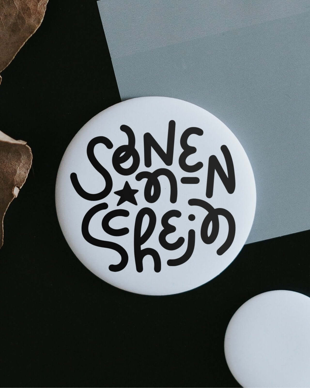 Magnete mit Spruch oder Motiv Sonnenschein · klein in schwarz weiss