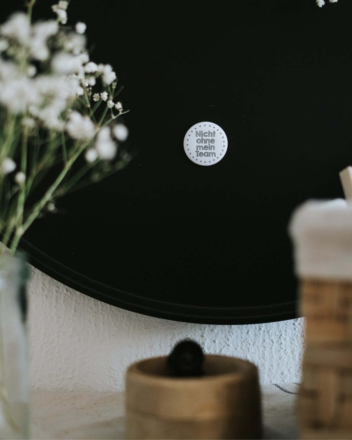 Magnete mit Spruch oder Motiv Mein Team · klein in schwarz weiss