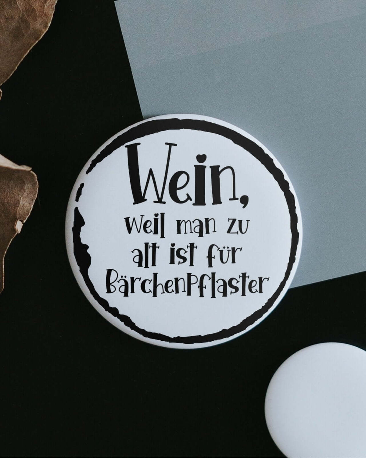Magnete mit Spruch oder Motiv Bärchenpflaster · klein in schwarz weiss
