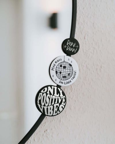 Magnete mit Spruch oder Motiv Denk dran · klein in schwarz weiss