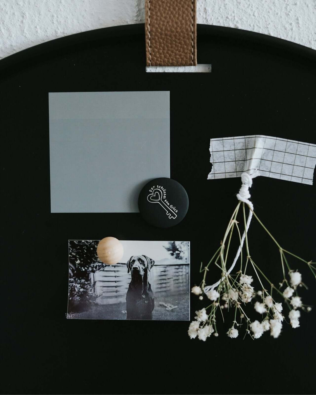 Magnete mit Spruch oder Motiv Schlüssel zum Glück · klein in schwarz weiss