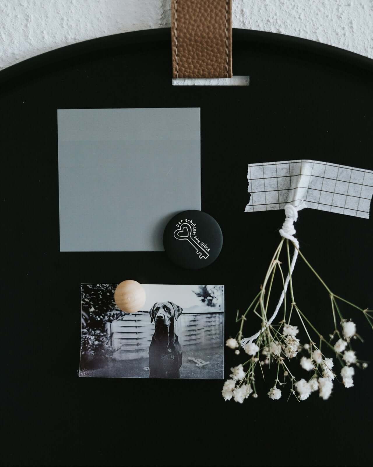 Magnete mit Spruch oder Motiv Schlüssel zum Glück · klein in schwarz weiss