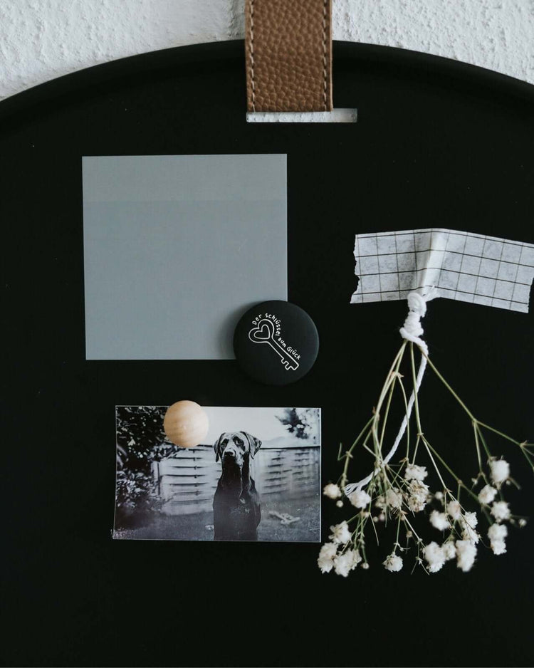 Magnete mit Spruch oder Motiv Schlüssel zum Glück · klein in schwarz weiss
