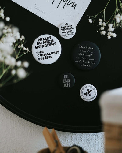 Magnete mit Spruch oder Motiv Mein Leben mit dir · klein in schwarz weiss