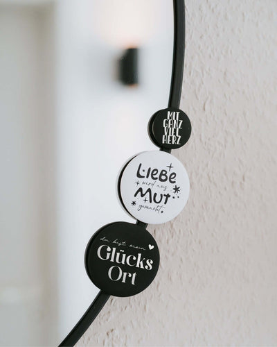 Magnete mit Spruch oder Motiv Mit ganz viel Herz · klein in schwarz weiss
