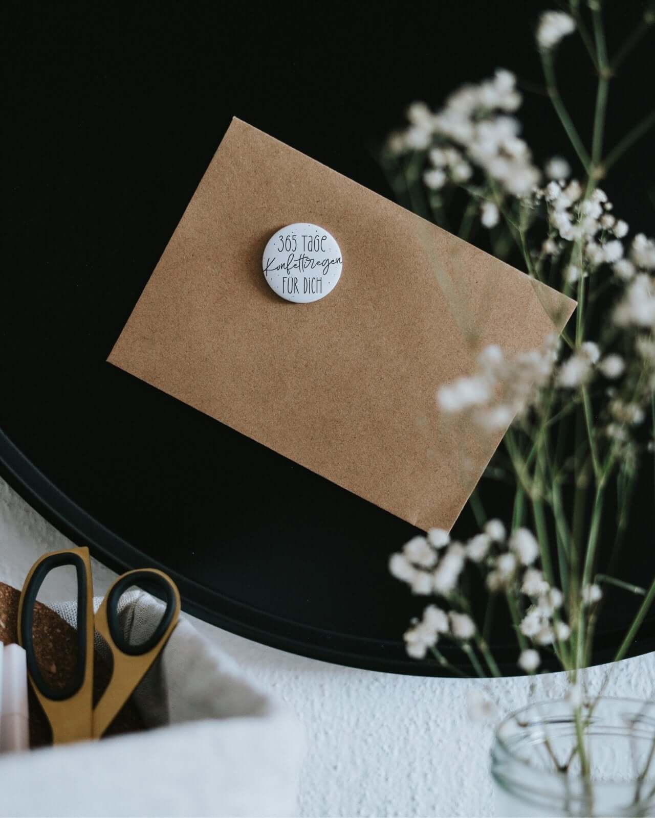 Magnete mit Spruch oder Motiv Konfettiregen · klein in schwarz weiss