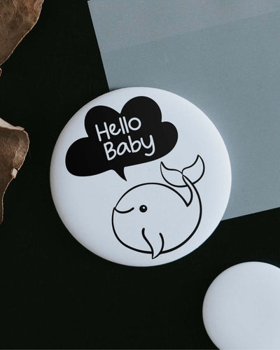 Magnete mit Spruch oder Motiv Hello Baby · klein in schwarz weiss