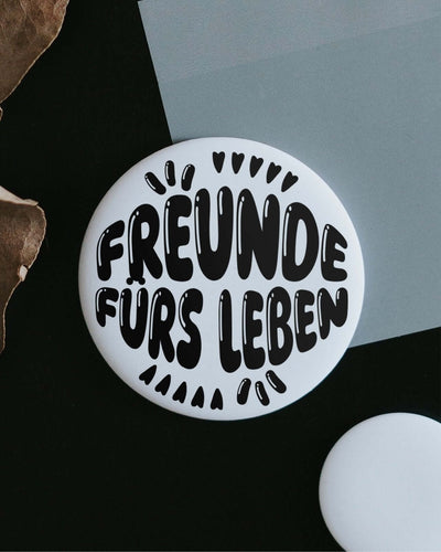 Magnete mit Spruch oder Motiv Freunde fürs Leben · klein in schwarz weiss