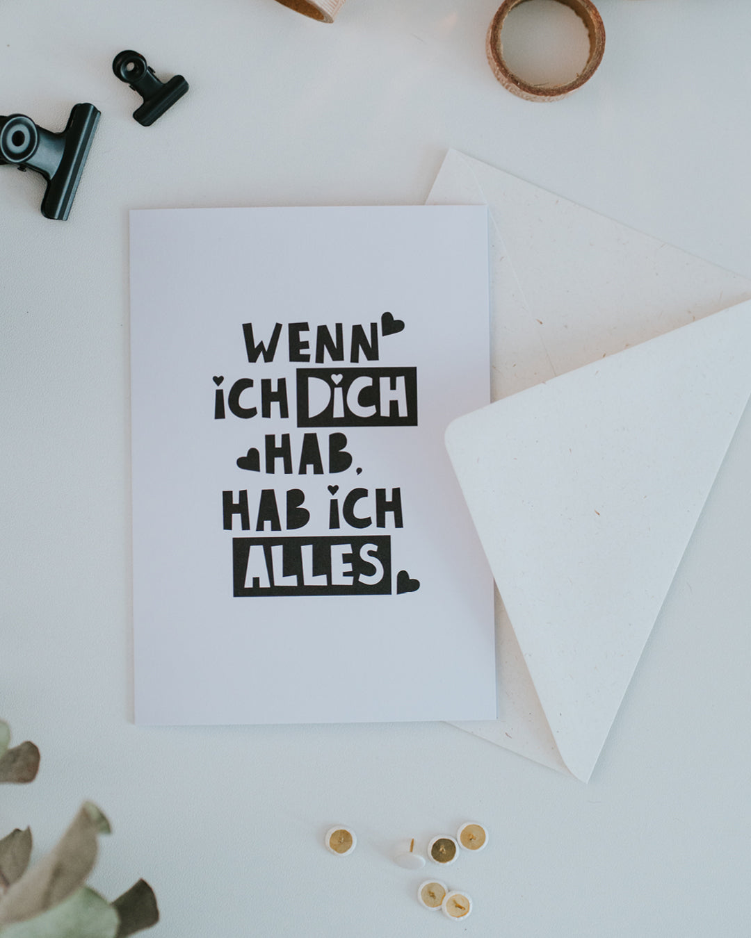 Klappkarte mit Umschlag – zeitloses Schwarz-Weiß-Design für den Partner, die Partnerin oder beste Freundin