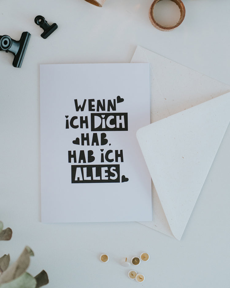 Klappkarte mit Umschlag – zeitloses Schwarz-Weiß-Design für den Partner, die Partnerin oder beste Freundin
