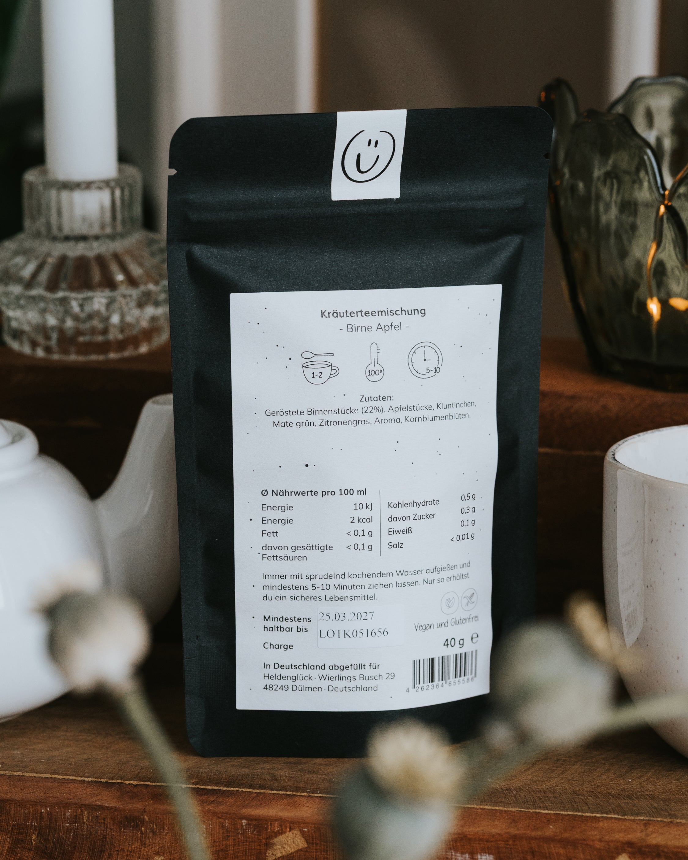 Wärmender Kräutertee mit feinem Fruchtduft – ideal als kleine Aufmerksamkeit mit Herz