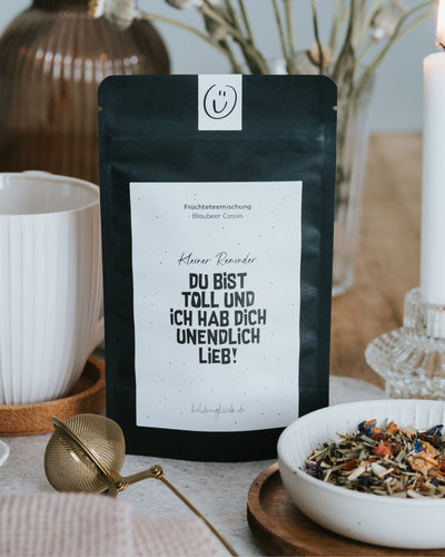 Früchtetee „Blaubeer Cassis“ – ein Herzensgeschenk zum Danke sagen, Liebhaben oder einfach so