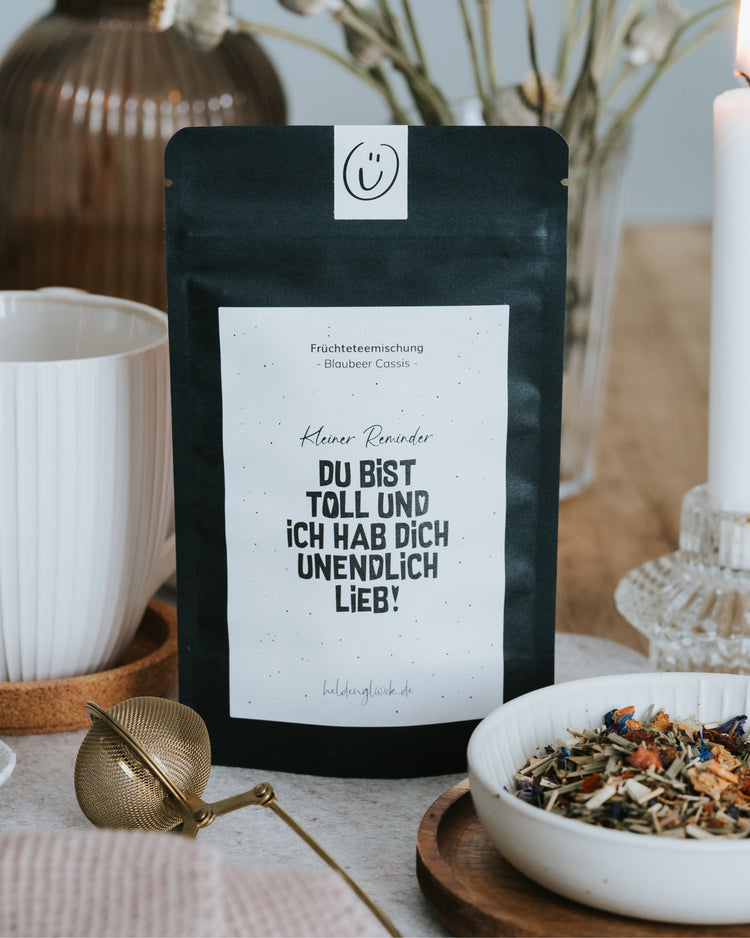 Früchtetee „Blaubeer Cassis“ – ein Herzensgeschenk zum Danke sagen, Liebhaben oder einfach so
