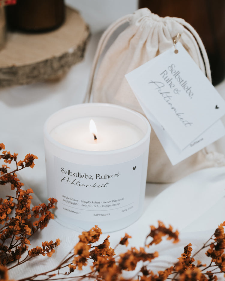 Duftkerze als Geschenk für dich selbst – Erinnerung an Achtsamkeit und Selbstmitgefühl