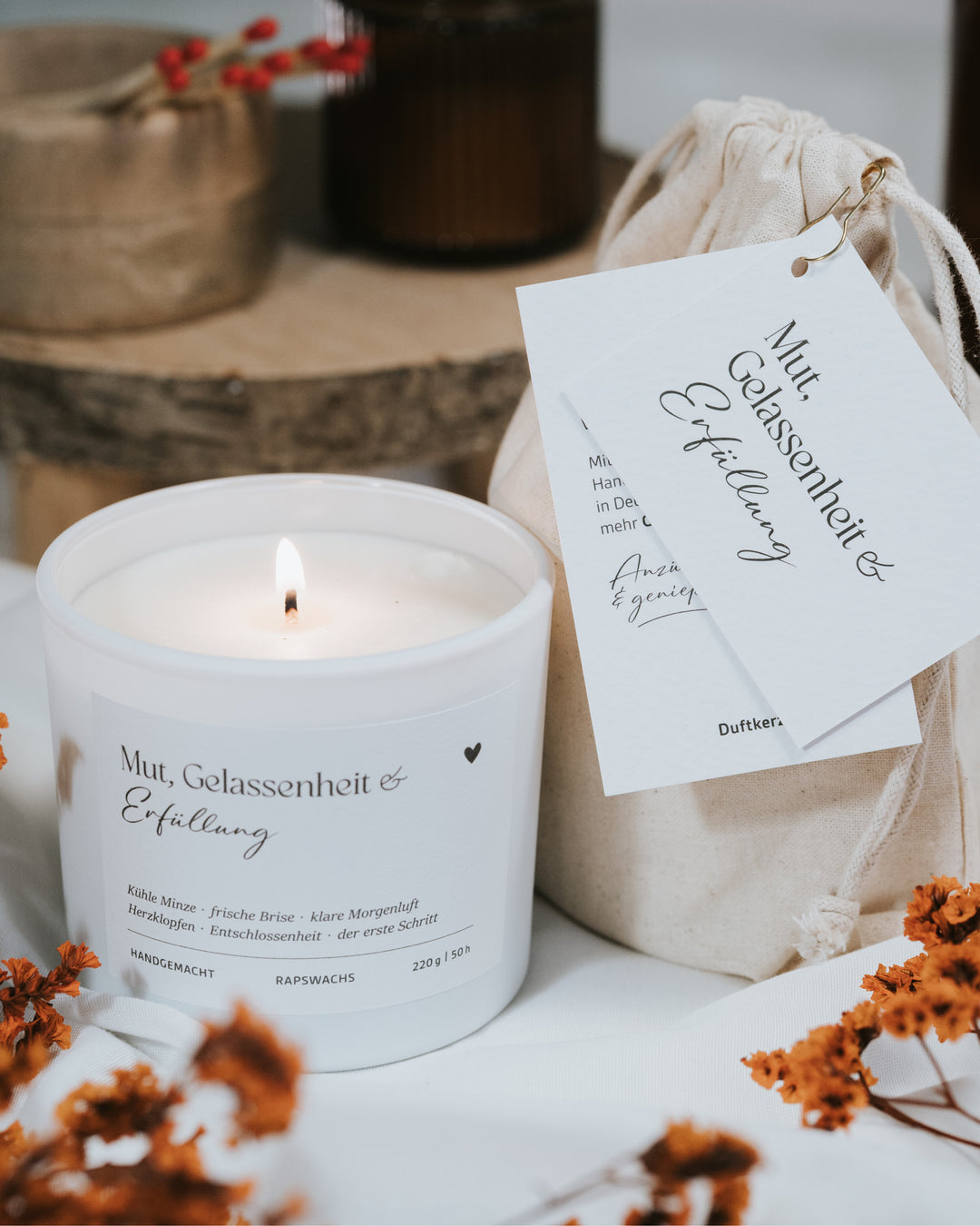 Duftkerze mit kühler Minze und frischer Brise – ideal für Achtsamkeit und positive Energie