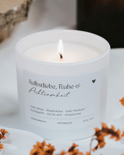 Duftkerze „Selbstliebe, Ruhe & Achtsamkeit“ – sanfter Duft für innere Balance und Entspannung