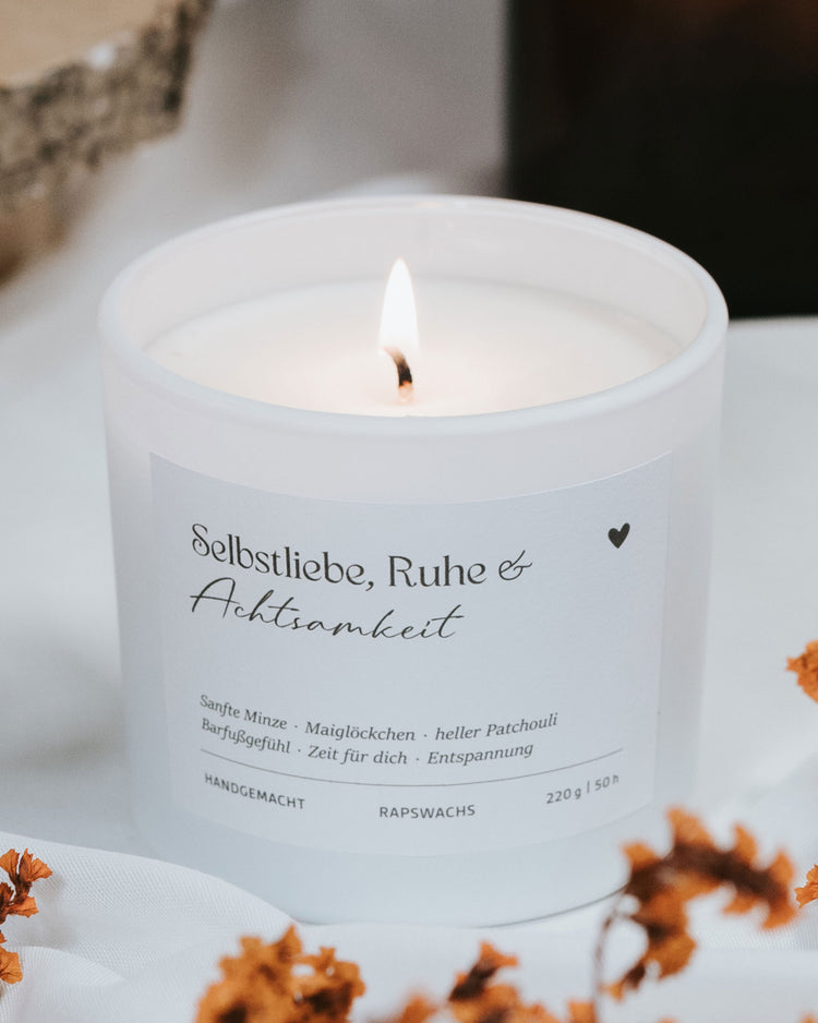Duftkerze „Selbstliebe, Ruhe & Achtsamkeit“ – sanfter Duft für innere Balance und Entspannung