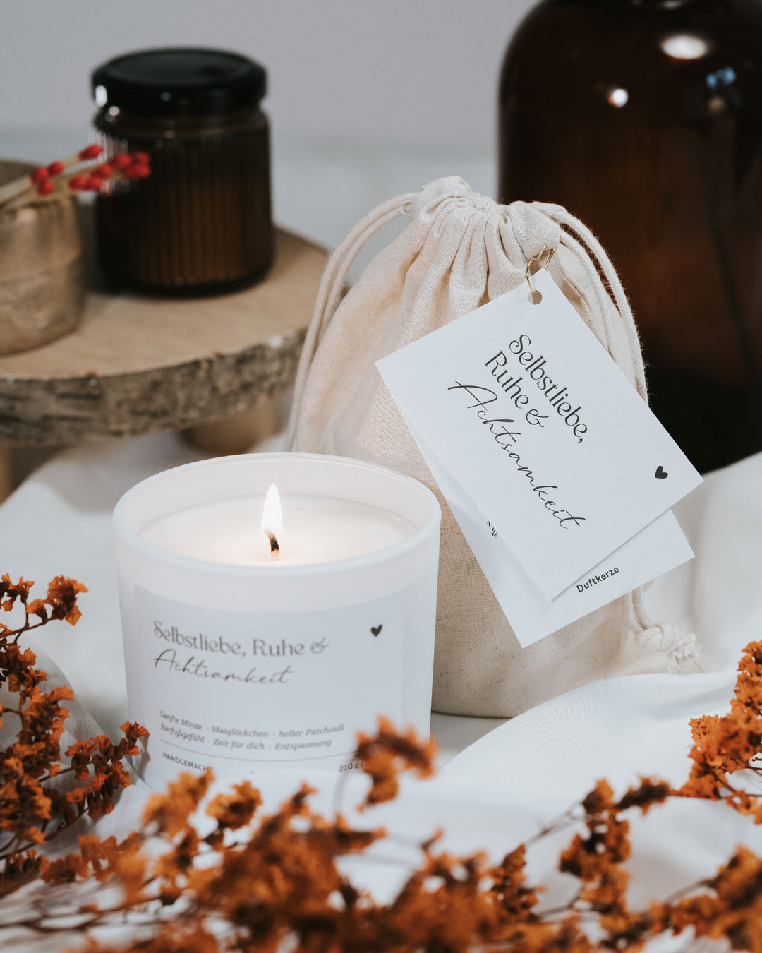 Duftkerze „Selbstliebe, Ruhe & Achtsamkeit“ – sanfter Duft für Entspannung, innere Balance und liebevolle Me-Time