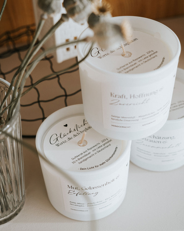 Heldenglück Duftkerzen mit Staubschutz – liebevoll, hochwertig und sorgfältig verarbeitet
