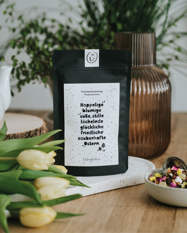 Früchtetee mit Rhabarbernote – fröhliches Ostergeschenk für Lieblingsmenschen