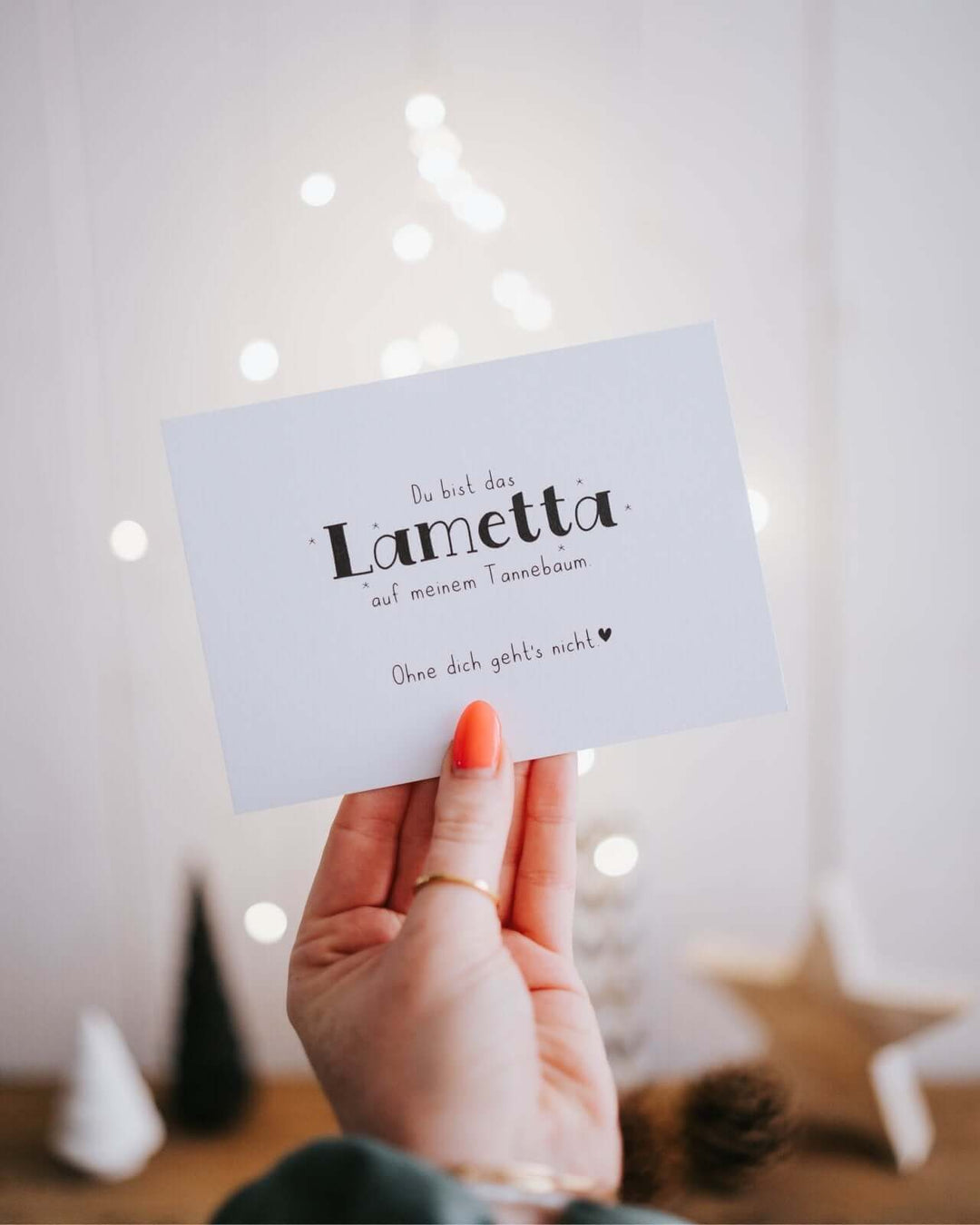 Lametta auf meinem Baum Postkarte Heldenglück   