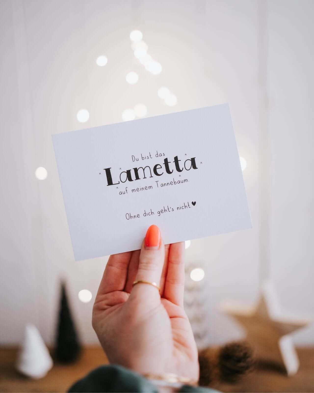 Lametta auf meinem Baum Postkarte Heldenglück   