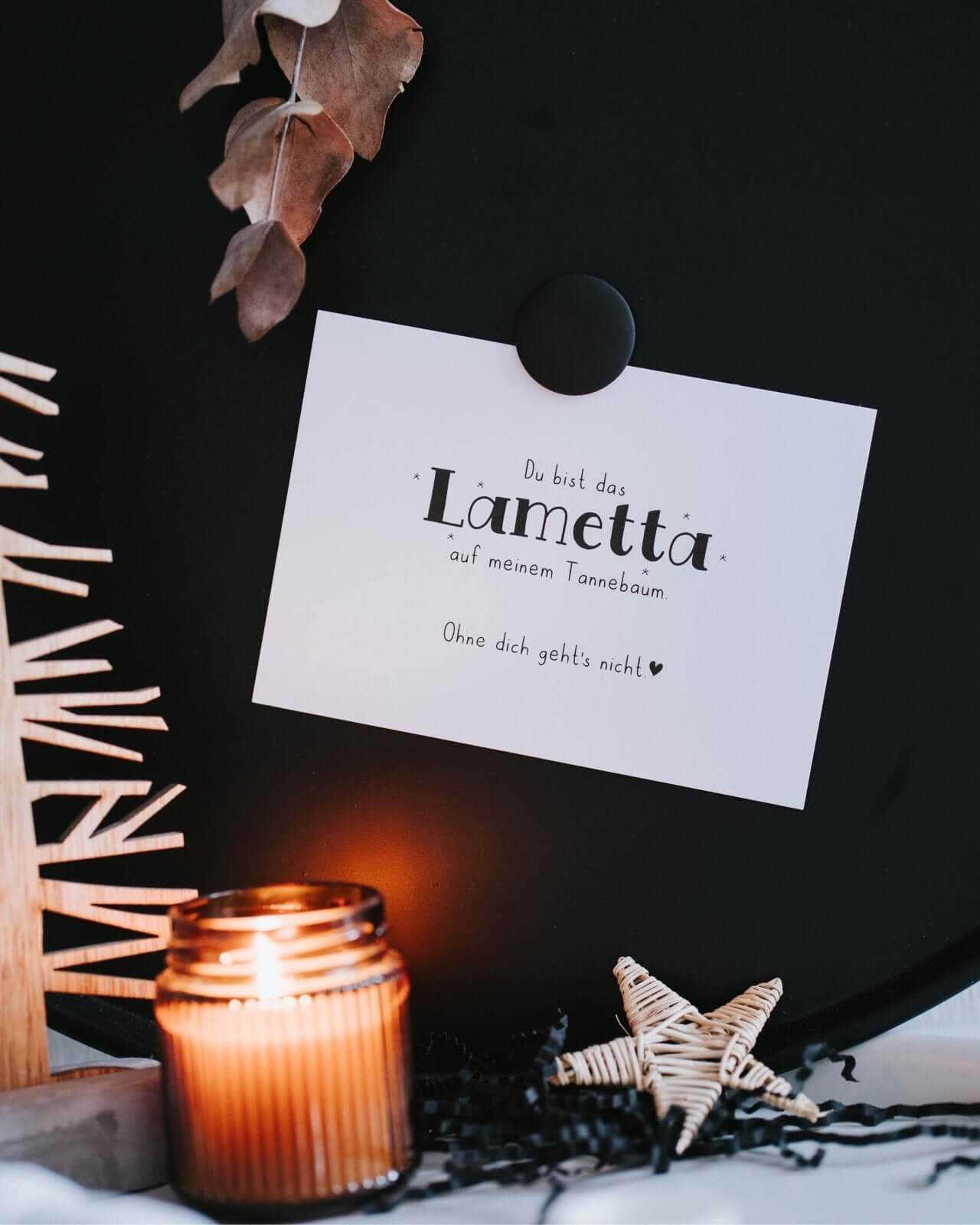 Lametta auf meinem Baum Postkarte Heldenglück   