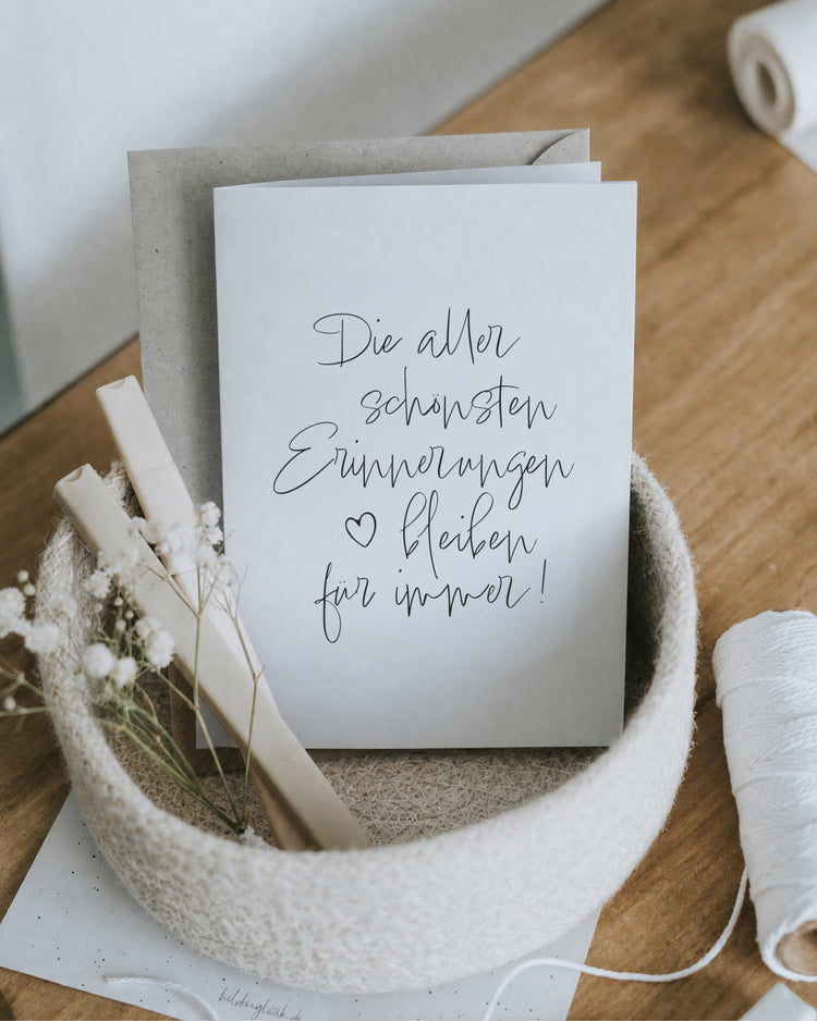 Klappkarte mit zuversichtlichem Schriftzug