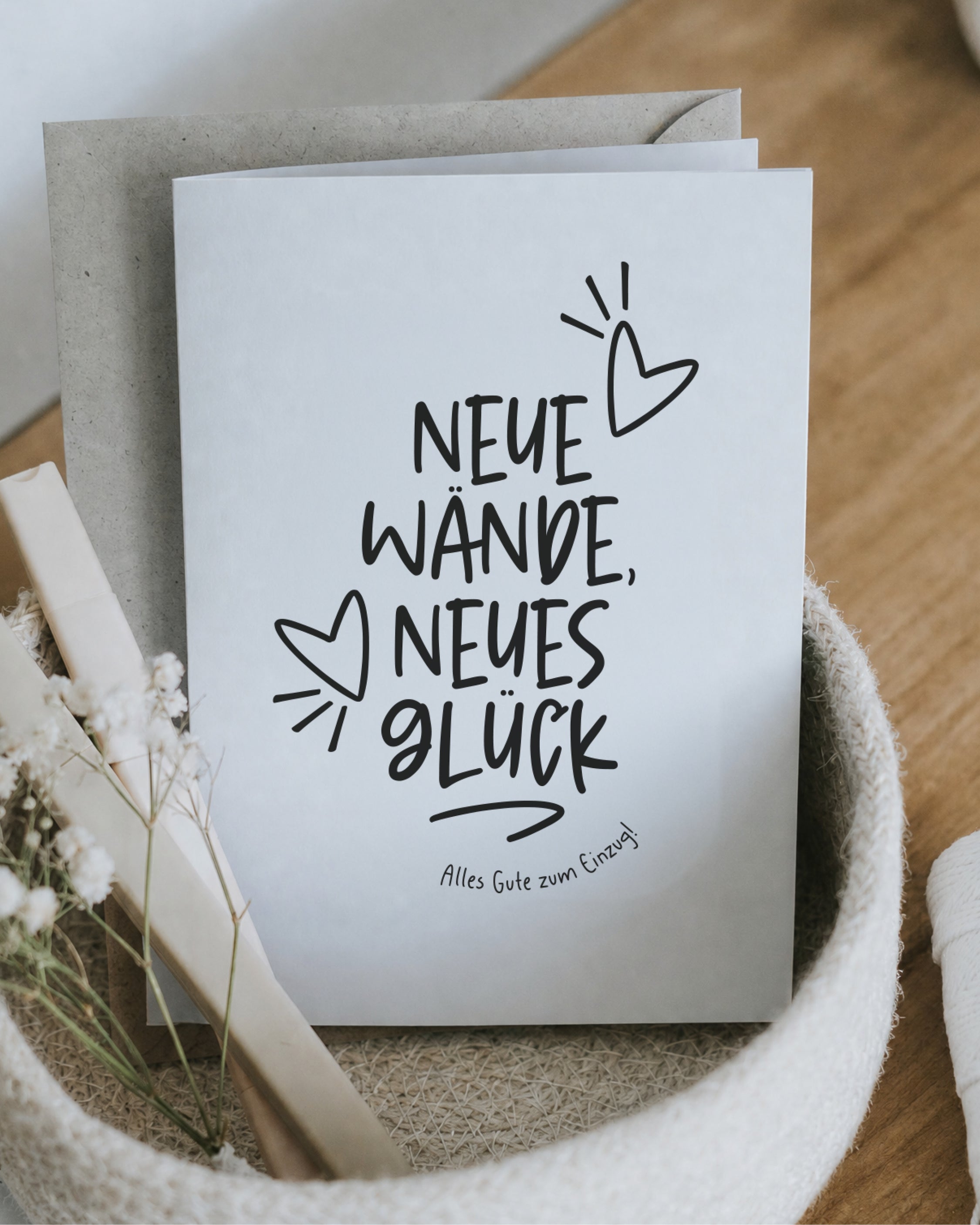 Klappkarte zum Einzug mit herzlichem Glückwunsch