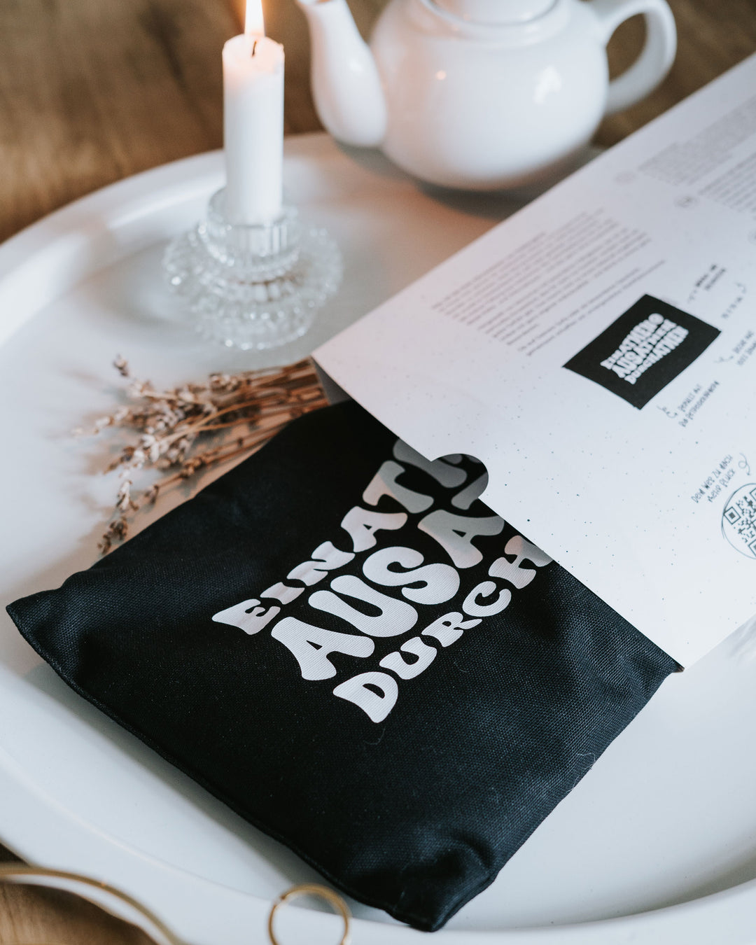 Körnerkissen „Einatmen. Durchatmen.“ – nachhaltiges Wärmekissen für Achtsamkeit, Entspannung und bewusste Pausen