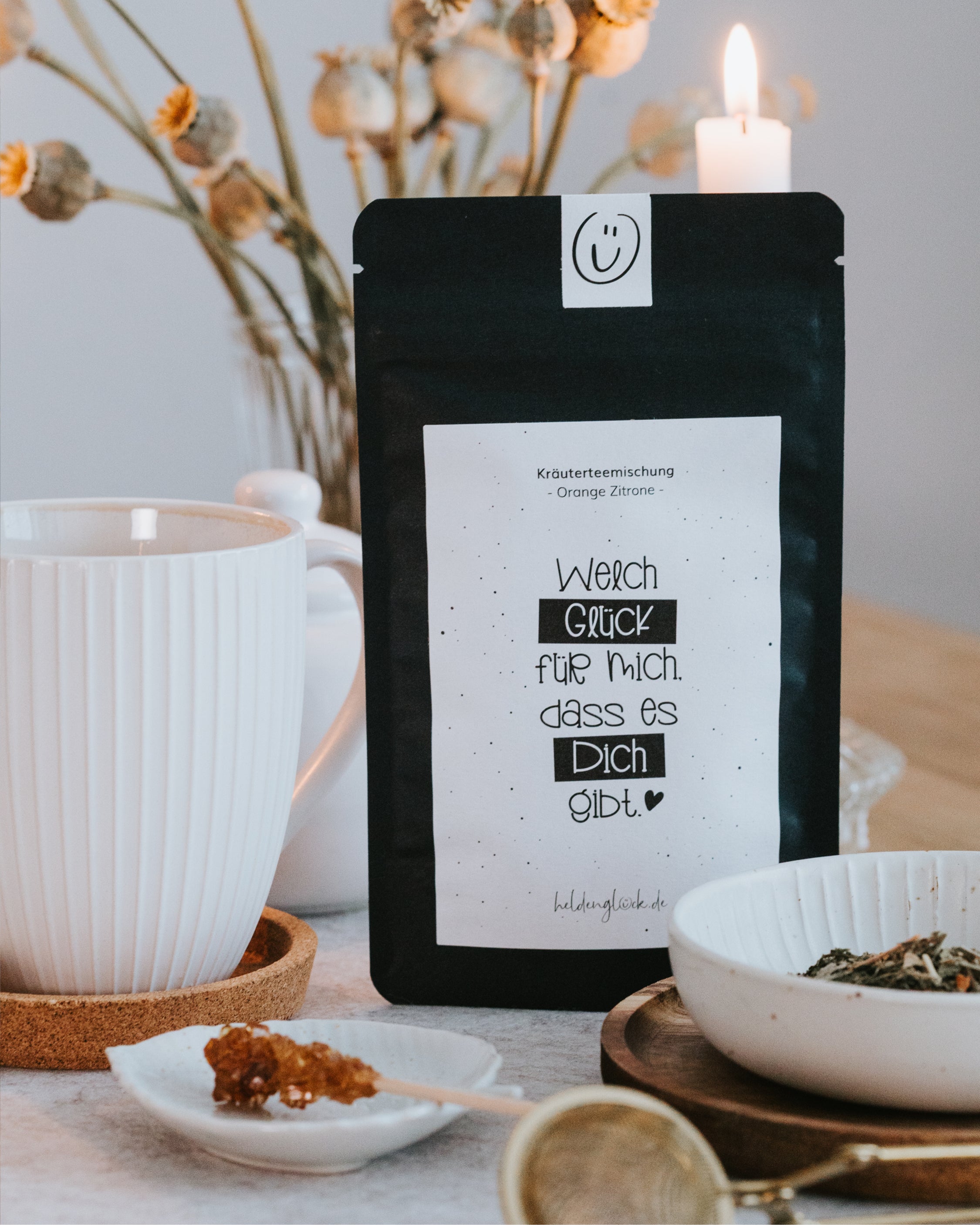 Heldenglück Kräutertee „Orange Zitrone“ – nachhaltig verpackt, vegan und liebevoll in Deutschland abgefüllt