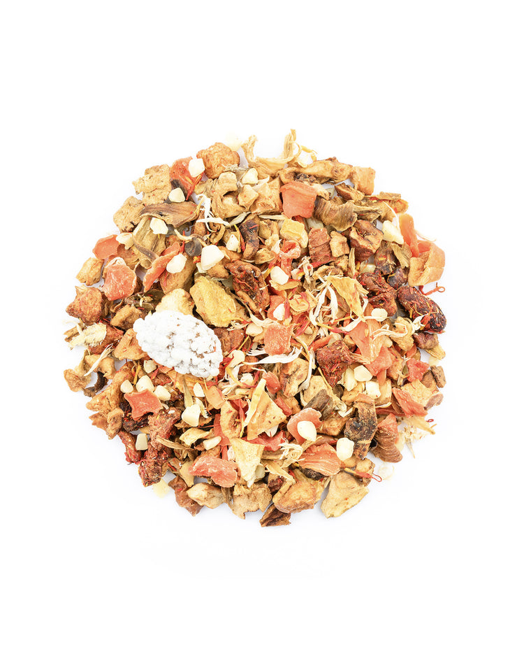 Lose Früchtetee-Mischung „Mandarine Vanillekipferl“ mit Mandarine, Vanille und Mandelstücken – festlich-fruchtiger Genussmoment