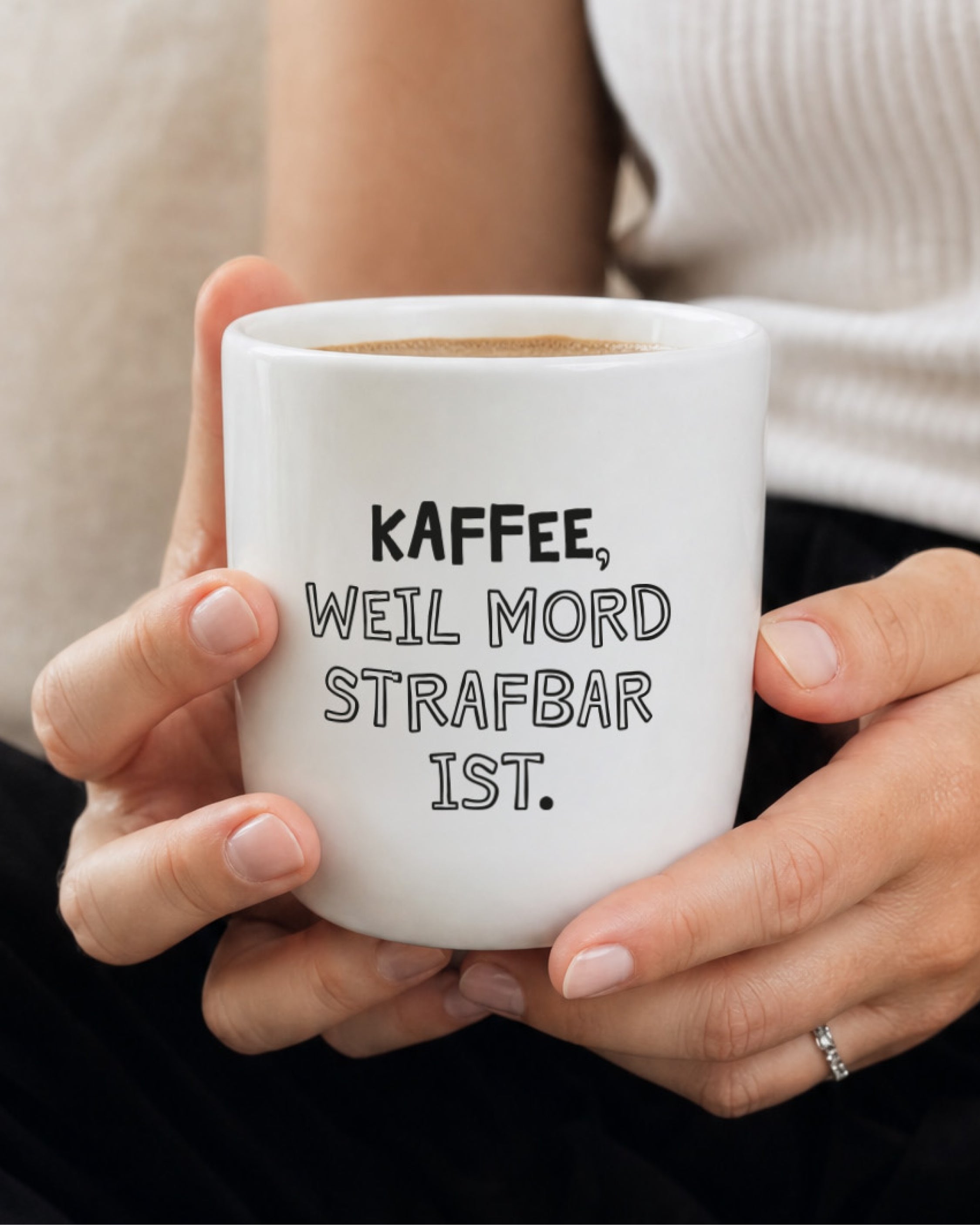 Heldenglück-Becher mit Kaffee-Spruch