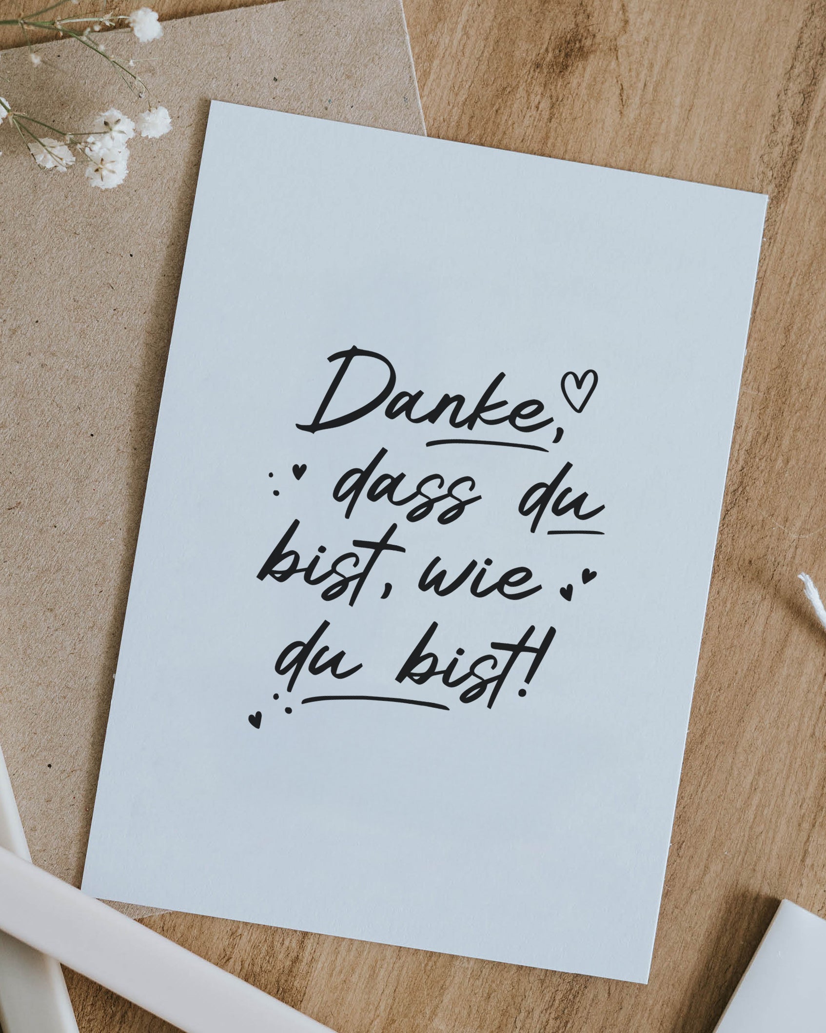 Postkarte mit Spruch „Danke, dass du bist, wie du bist“ – liebevolle Karte für Wertschätzung und Dankbarkeit