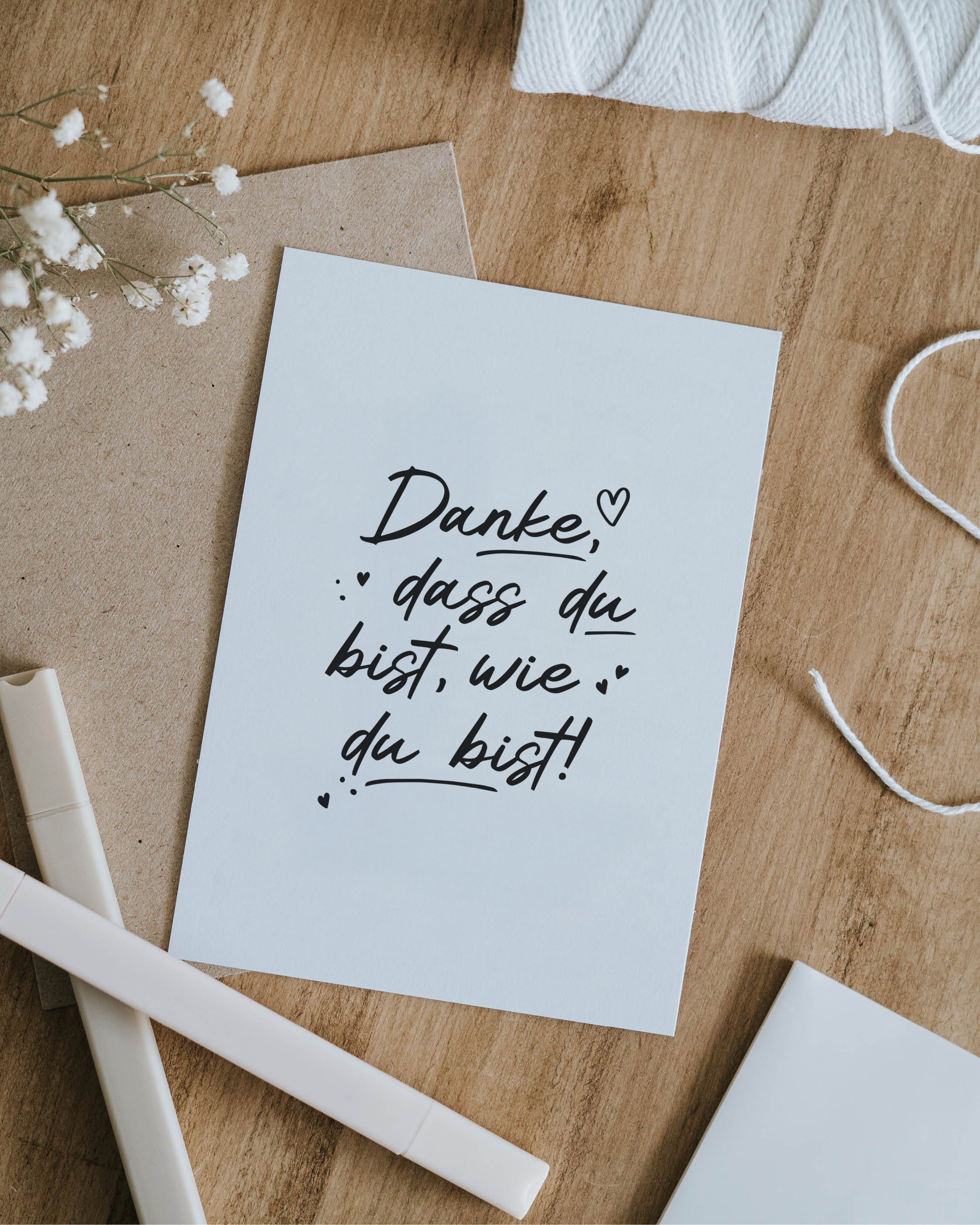 Postkarte mit warmem Dankesspruch – ideal für Freundinnen, Kolleginnen oder Herzensmenschen.