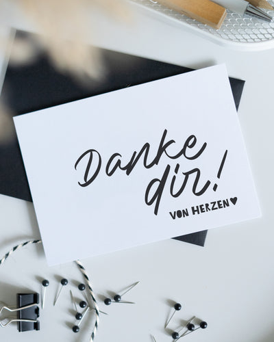 Postkarte mit Spruch „Danke dir! Von Herzen“ – ehrlicher Dankesgruß für besondere Menschen