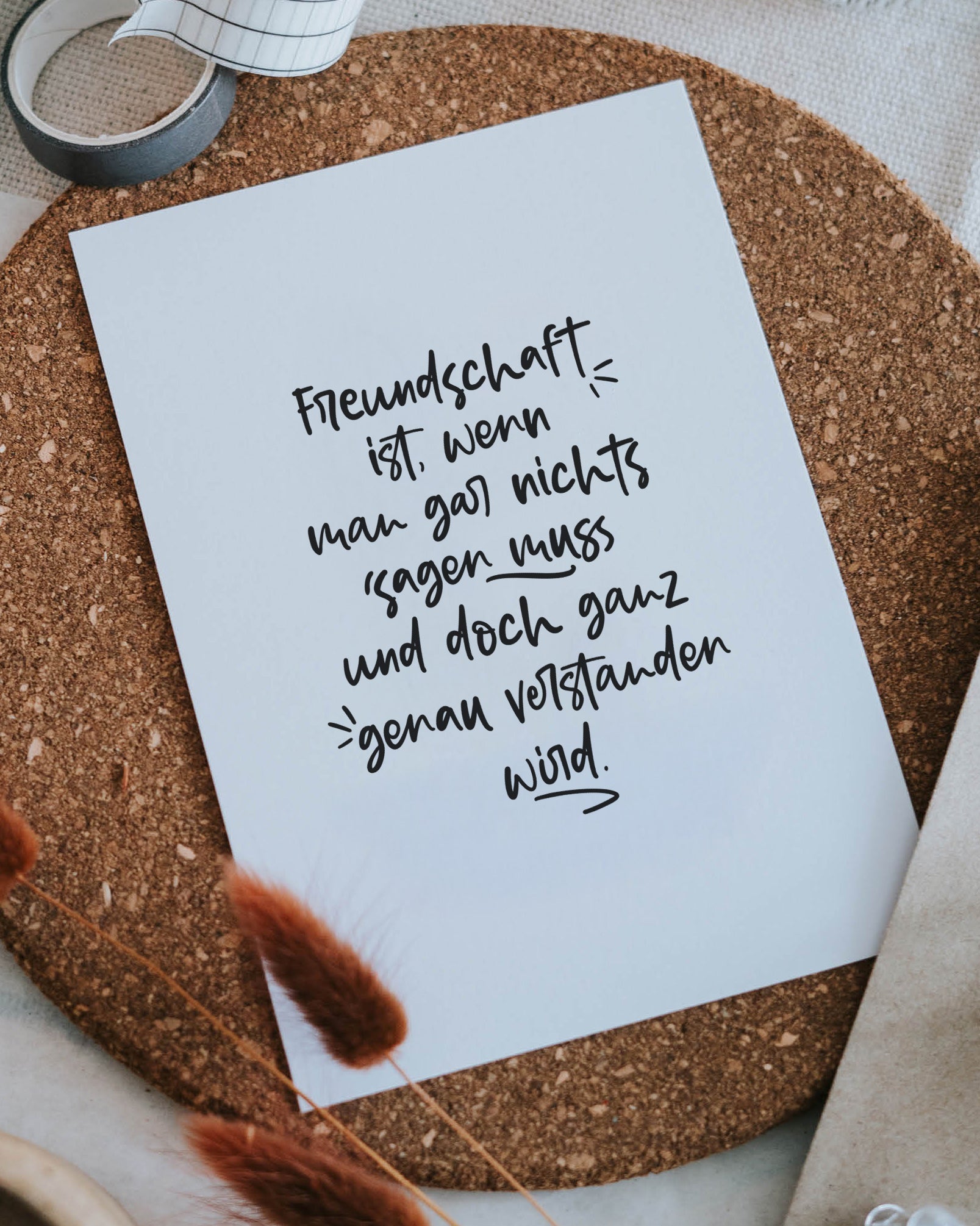 Postkarte mit Spruch „Verstehen ohne Worte“ – liebevoller Freundschaftsgruß für Herzensmenschen