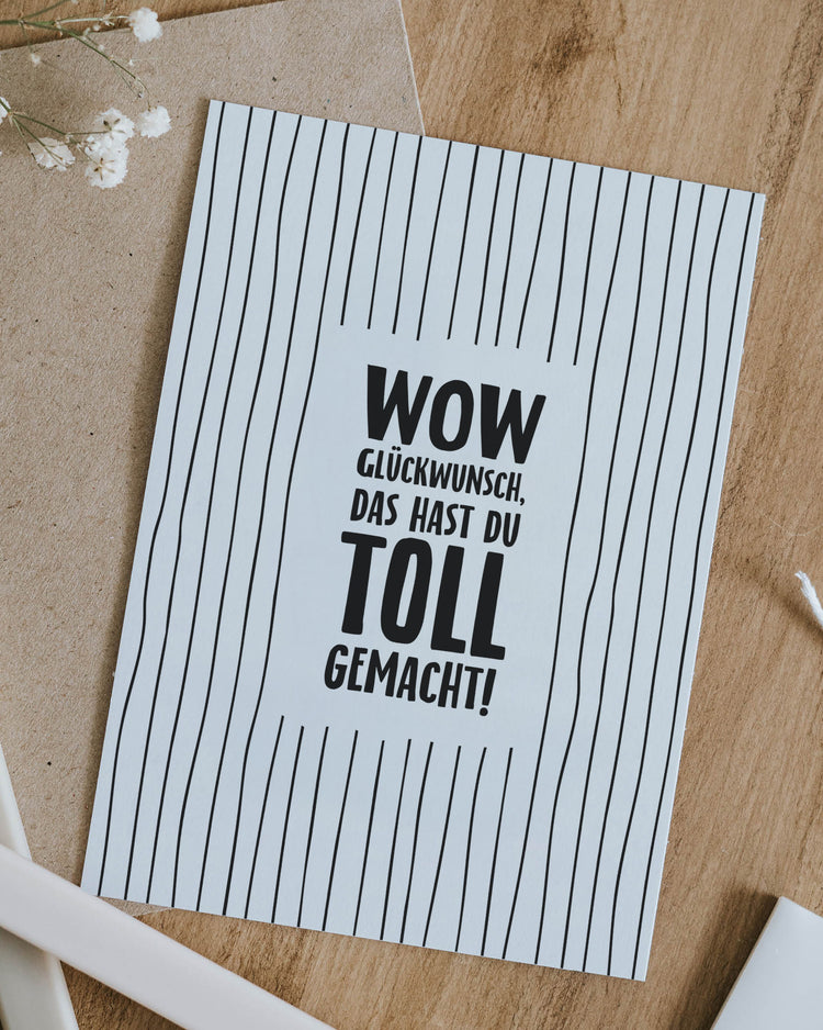 Postkarte mit Spruch „Glückwunsch – das hast du toll gemacht!“ – motivierender Gruß zum Gratulieren und Freuen