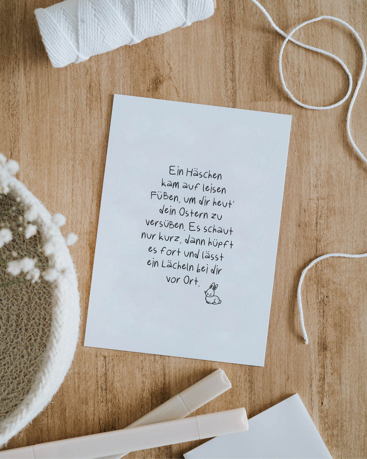 Heldenglück Postkarte Häschen mit poetischem Text