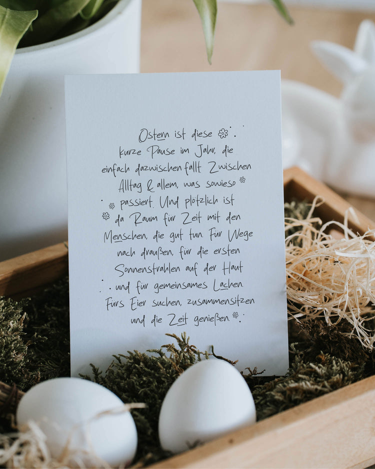 Postkarte Osterpause als Einladung zum Durchatmen