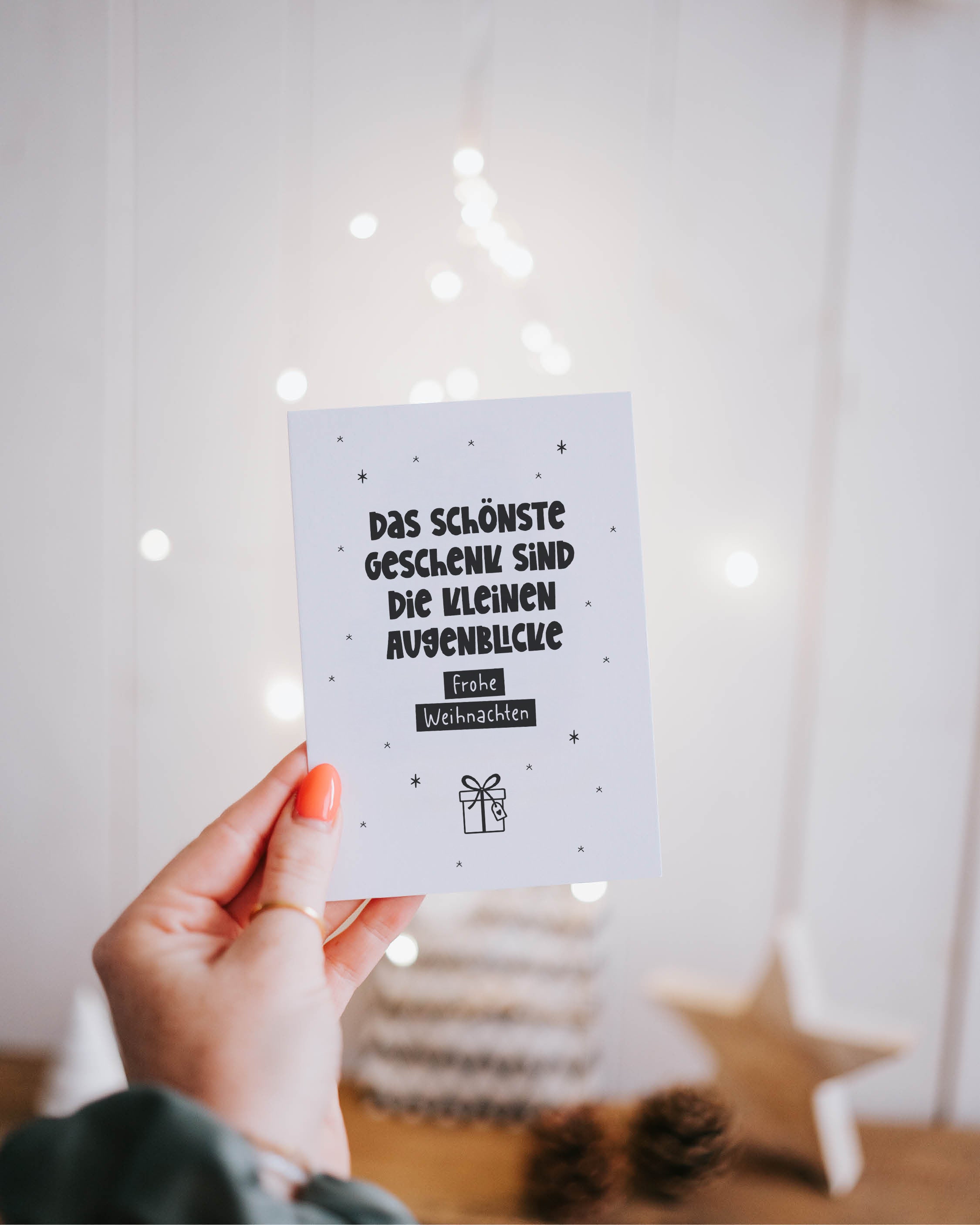 Minimalistische Karte mit warmem Weihnachtsspruch – ideal zum Verschenken oder als Beileger zu Geschenken.