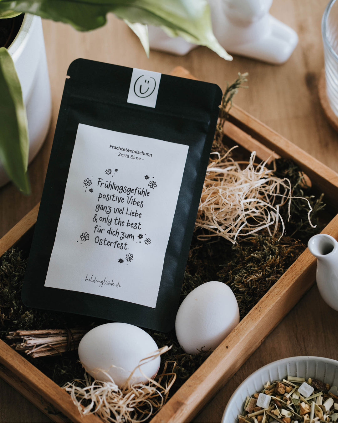 Heldenglück Früchtetee mit herzlicher Osterbotschaft – ein Geschenk mit Gefühl
