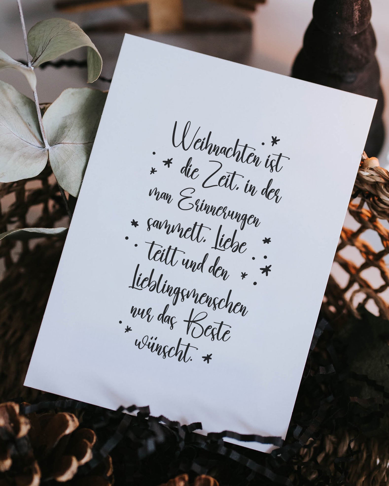 Weihnachtskarte mit Spruch über Liebe und Erinnerungen – herzlicher Gruß für Lieblingsmenschen