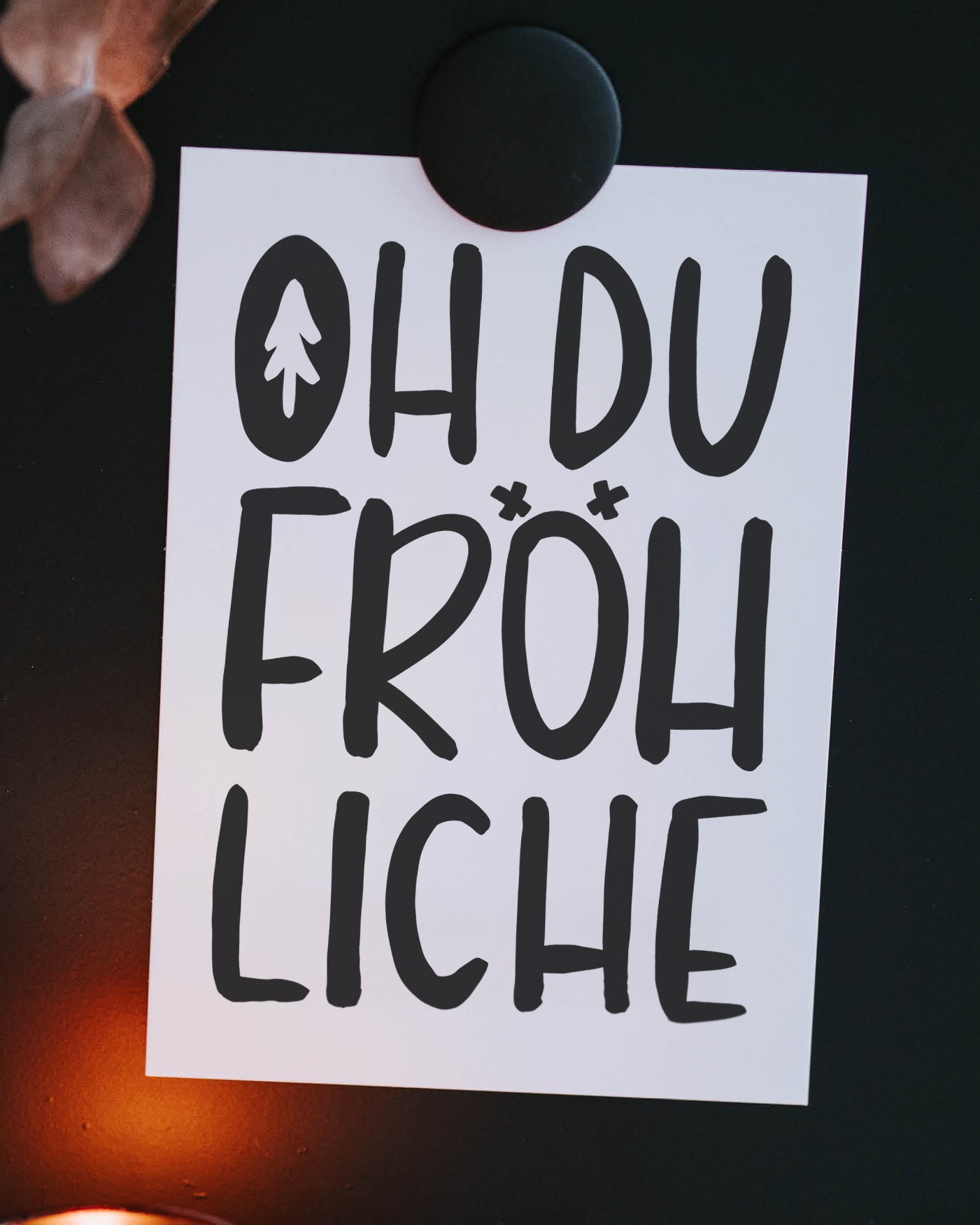 Klassische Weihnachtskarte „Oh du fröhliche“ mit schlichter Typografie in A6 – reduziert, stilvoll, zeitlos.