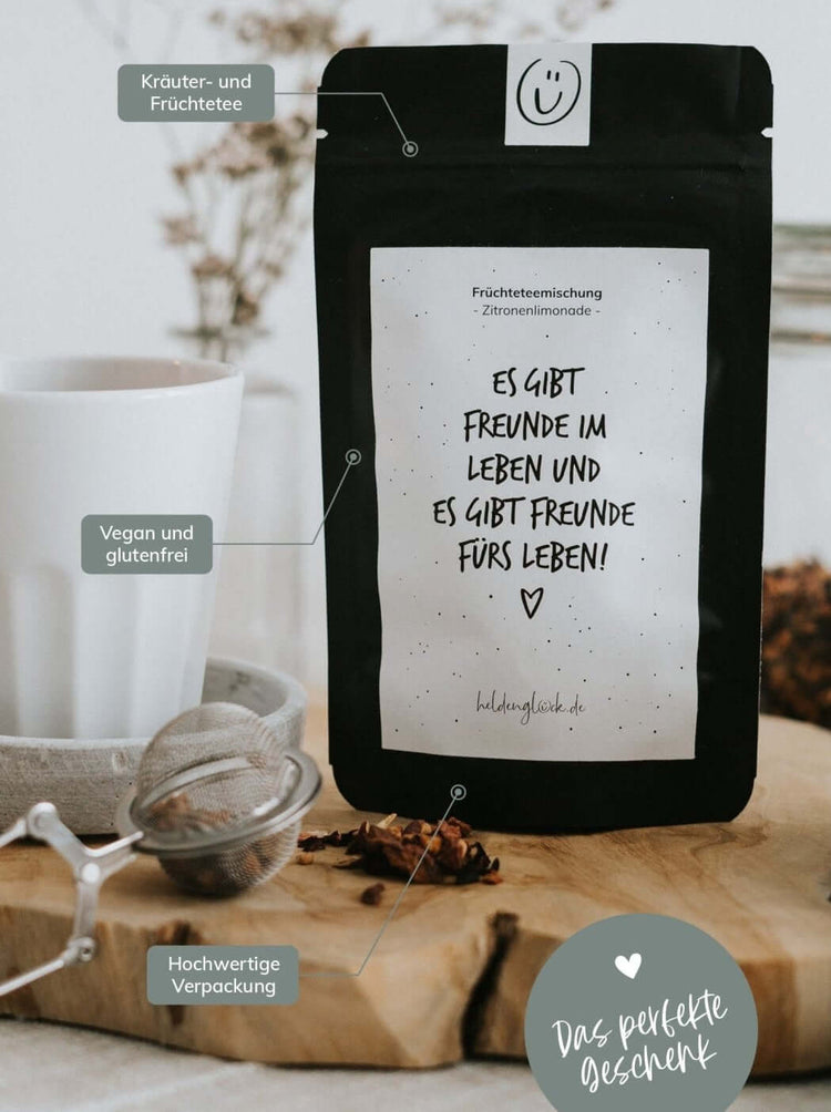 Tee mit Spruch oder Motiv Freunde fürs Leben in schwarz weiss