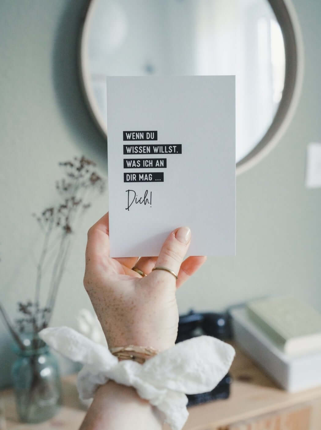 Postkarte mit Spruch und motiv Ich mag dich in schwarz weiss