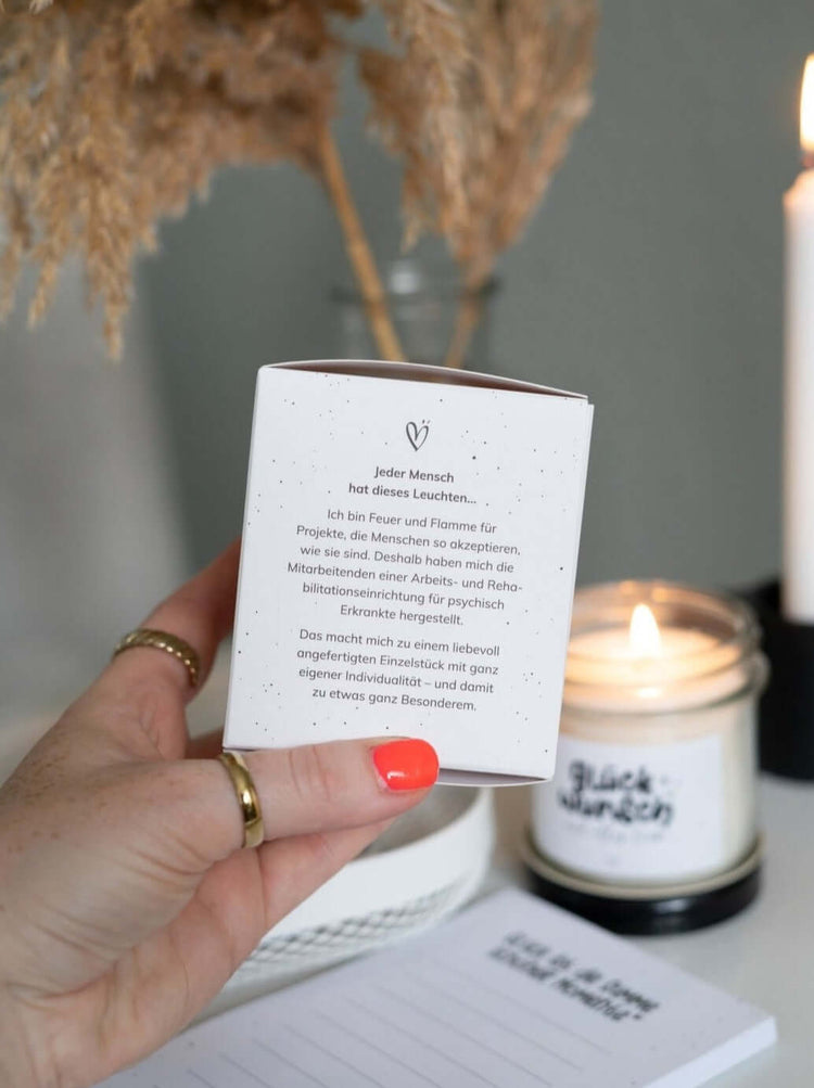 Kerze im Glas mit Spruch oder Motiv Ein kleines Dankeschön in schwarz weiss