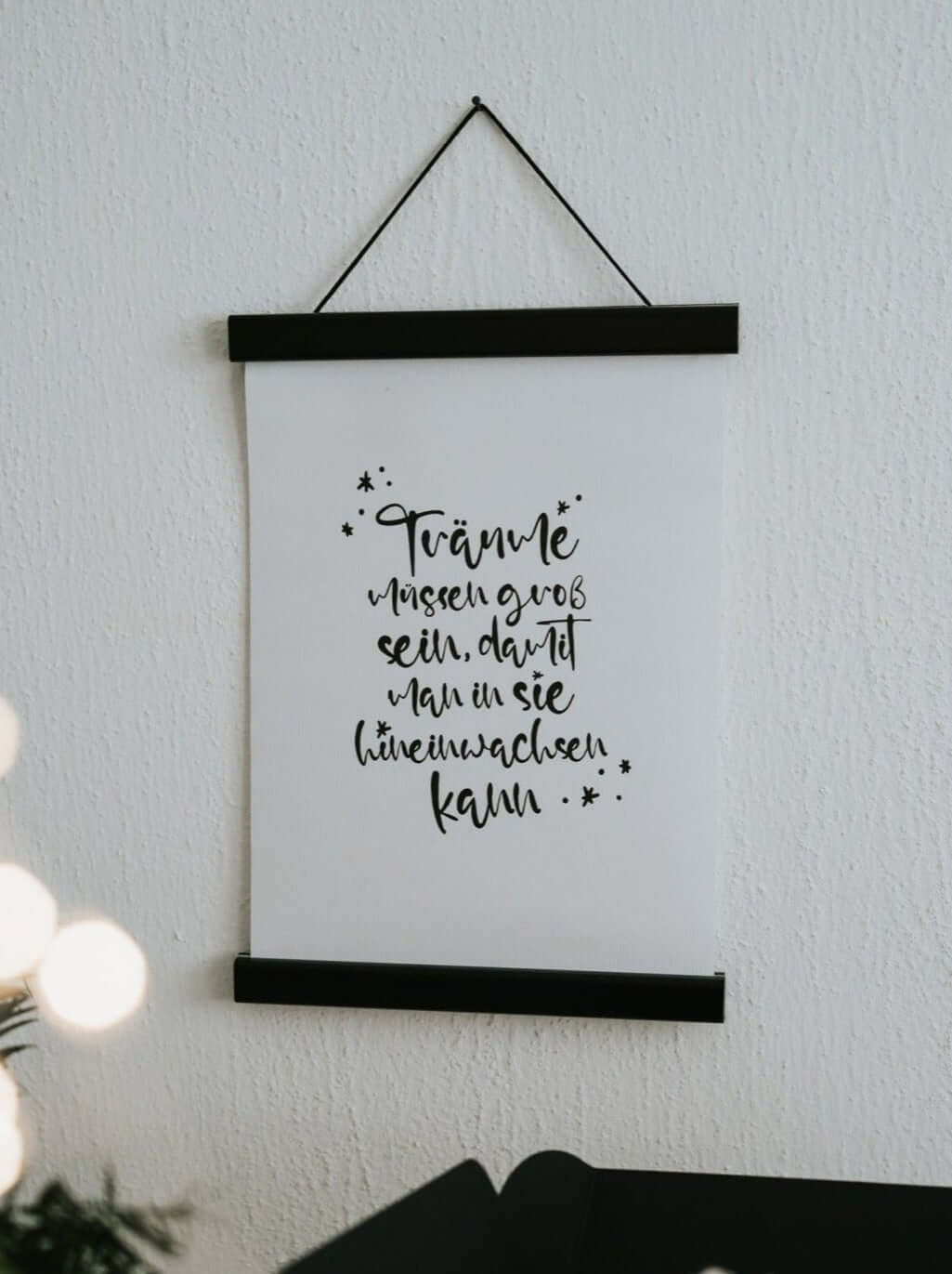 Poster mit Spruch oder Motiv Posterleiste in schwarz weiss