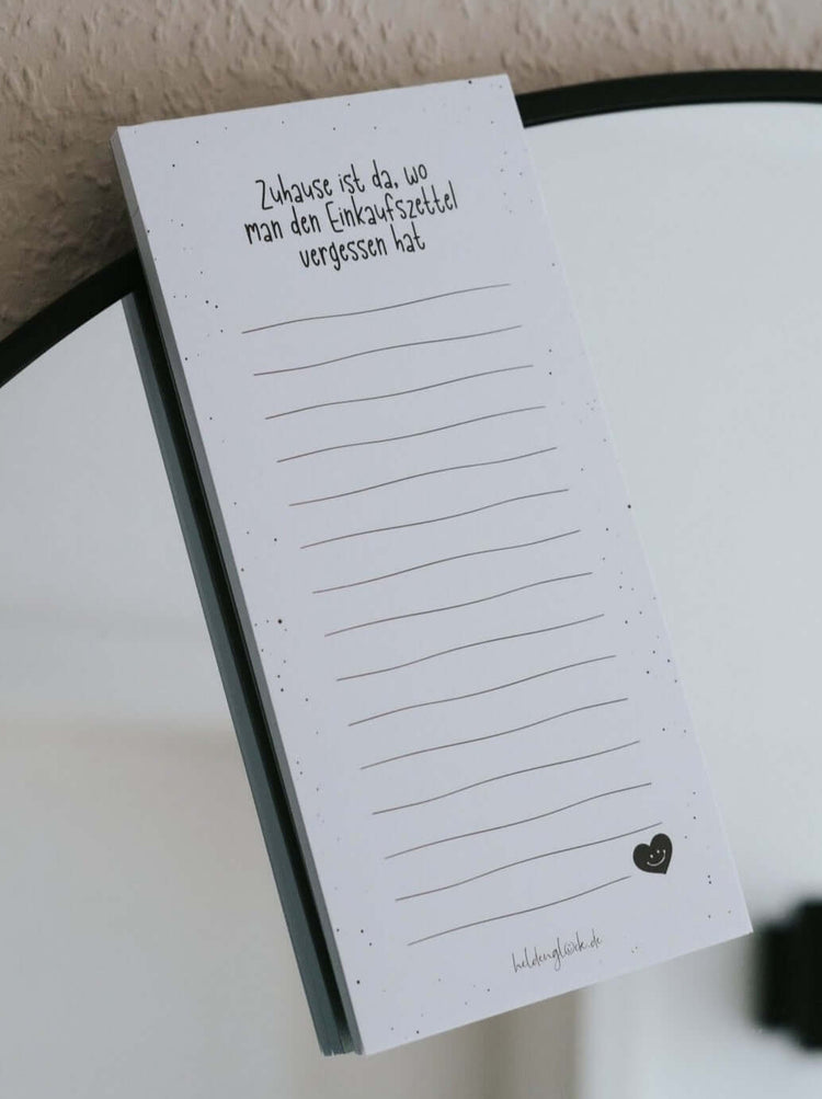 Notizblock mit Spruch oder Motiv Einkaufszettel · magnetisch in schwarz weiss
