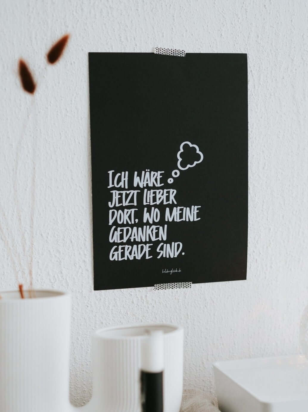 Poster mit Spruch oder Motiv Meine Gedanken in schwarz weiss